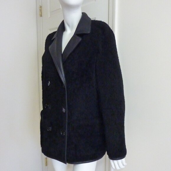 THEORY Reversible Double-Breasted Shearling Lambskin Jacket - Picture 12 of 14